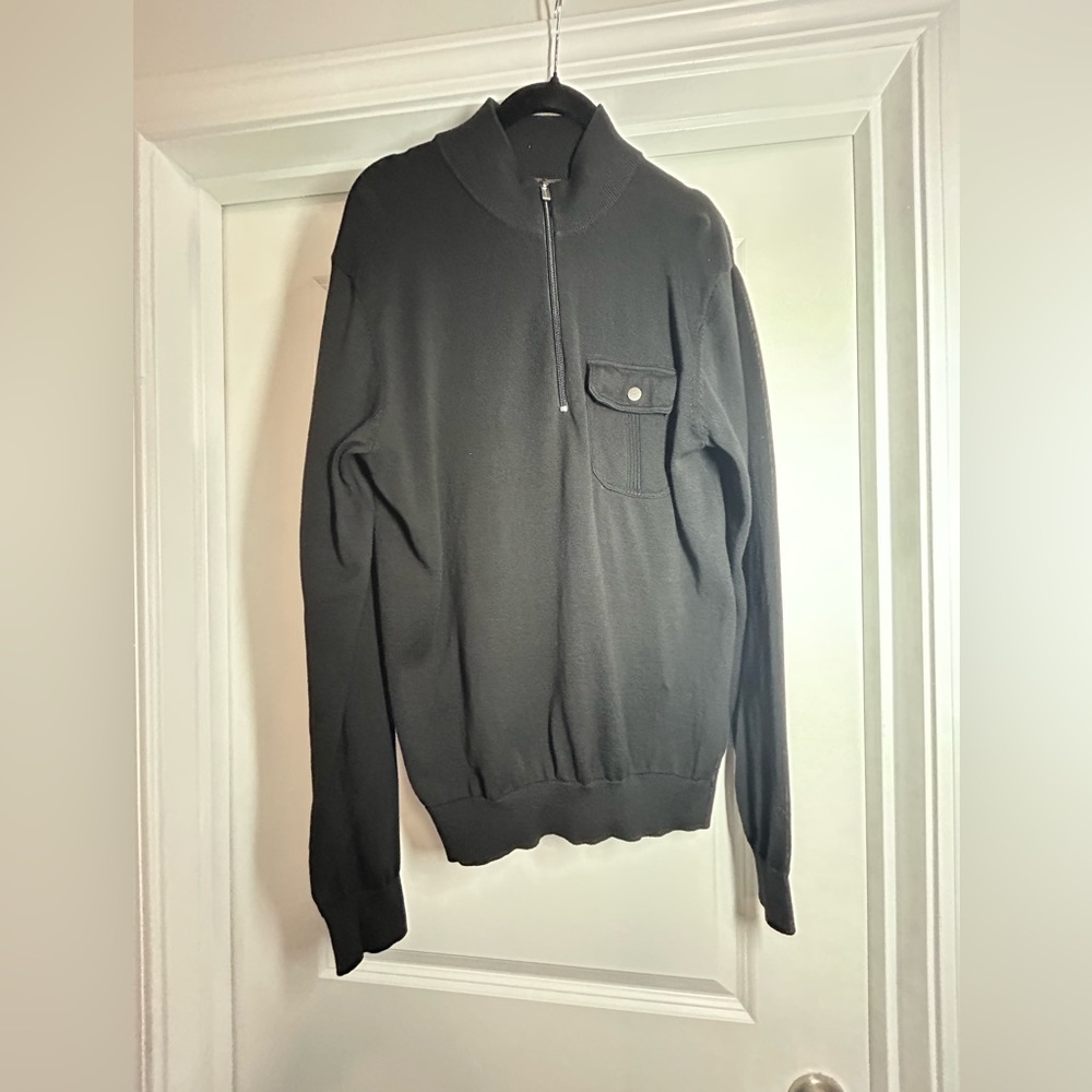 Michael Kors Black Half-Zip Sweater with Chest Pocket